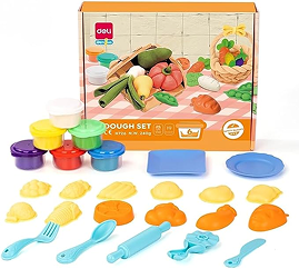 Deli Play Dough Set, 6 Colors, 19 Accessories